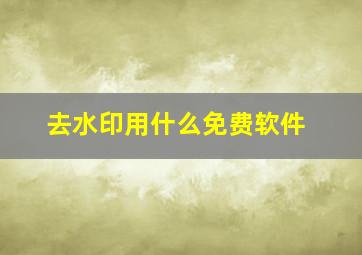 去水印用什么免费软件