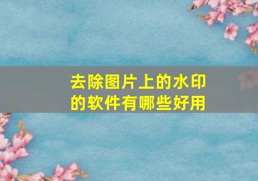 去除图片上的水印的软件有哪些好用