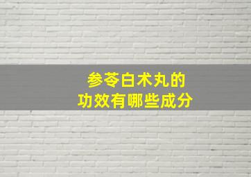 参苓白术丸的功效有哪些成分