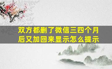 双方都删了微信三四个月后又加回来显示怎么提示