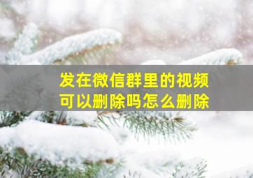 发在微信群里的视频可以删除吗怎么删除