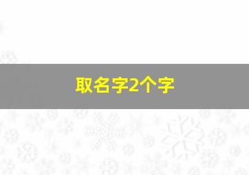 取名字2个字