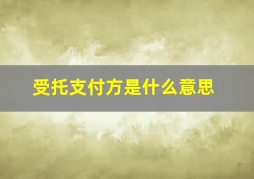 受托支付方是什么意思