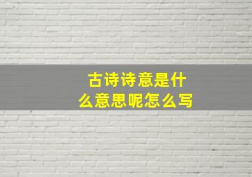 古诗诗意是什么意思呢怎么写