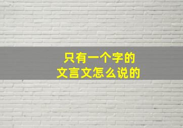 只有一个字的文言文怎么说的