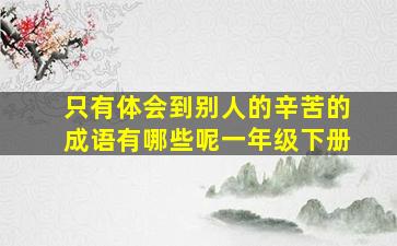 只有体会到别人的辛苦的成语有哪些呢一年级下册