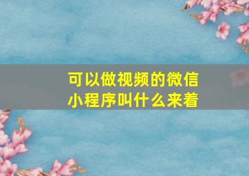 可以做视频的微信小程序叫什么来着