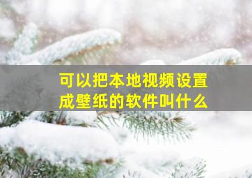 可以把本地视频设置成壁纸的软件叫什么