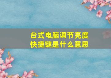 台式电脑调节亮度快捷键是什么意思