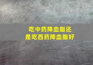 吃中药降血脂还是吃西药降血脂好