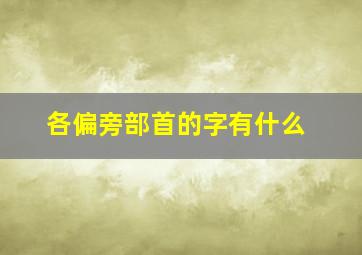 各偏旁部首的字有什么