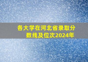 各大学在河北省录取分数线及位次2024年