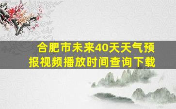 合肥市未来40天天气预报视频播放时间查询下载