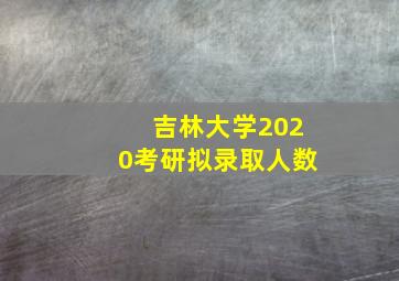 吉林大学2020考研拟录取人数