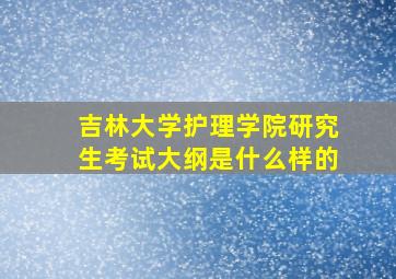 吉林大学护理学院研究生考试大纲是什么样的