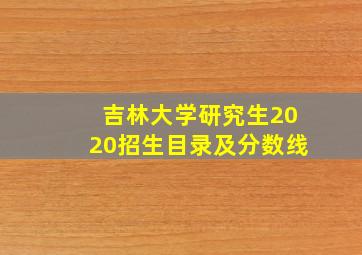 吉林大学研究生2020招生目录及分数线