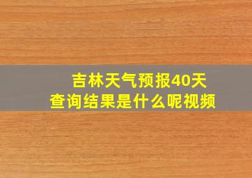 吉林天气预报40天查询结果是什么呢视频