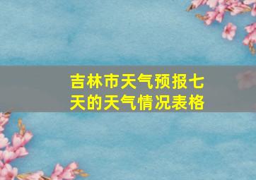 吉林市天气预报七天的天气情况表格