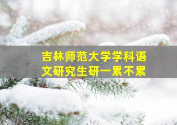 吉林师范大学学科语文研究生研一累不累