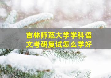 吉林师范大学学科语文考研复试怎么学好