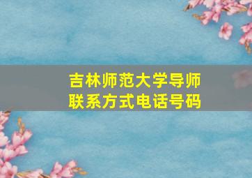 吉林师范大学导师联系方式电话号码