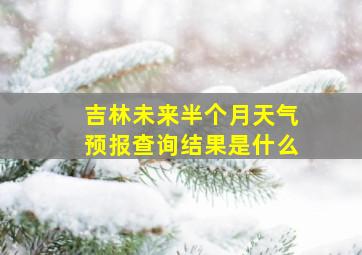 吉林未来半个月天气预报查询结果是什么