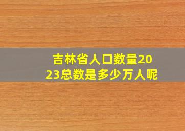 吉林省人口数量2023总数是多少万人呢