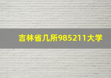 吉林省几所985211大学