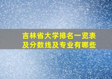 吉林省大学排名一览表及分数线及专业有哪些