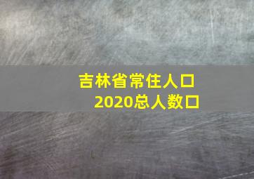 吉林省常住人口2020总人数口