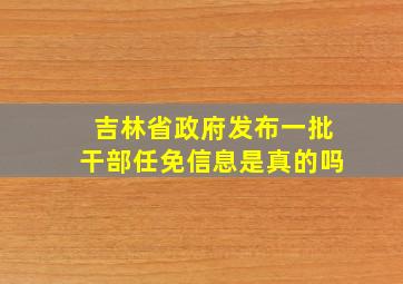 吉林省政府发布一批干部任免信息是真的吗