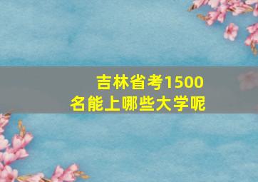 吉林省考1500名能上哪些大学呢