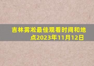 吉林雾凇最佳观看时间和地点2023年11月12日