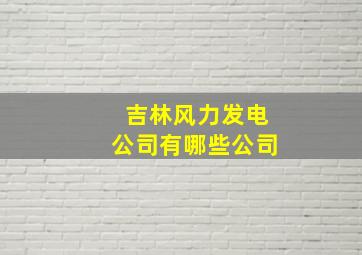 吉林风力发电公司有哪些公司