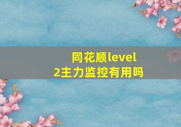 同花顺level2主力监控有用吗