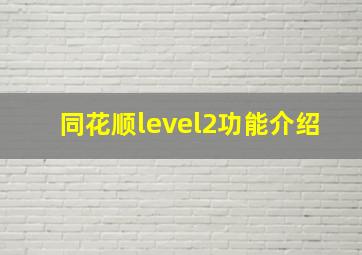 同花顺level2功能介绍