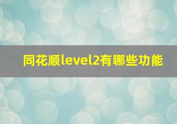 同花顺level2有哪些功能