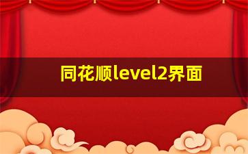 同花顺level2界面