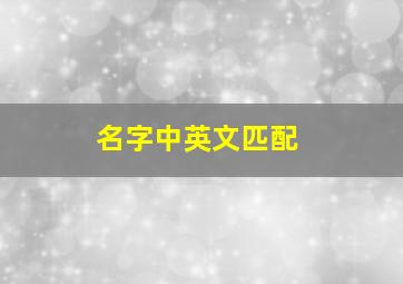 名字中英文匹配