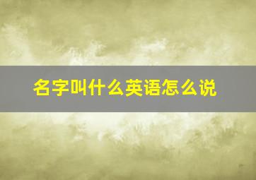 名字叫什么英语怎么说