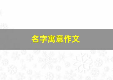 名字寓意作文