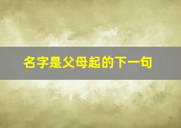 名字是父母起的下一句