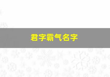 君字霸气名字