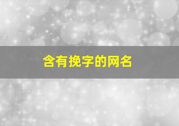 含有挽字的网名