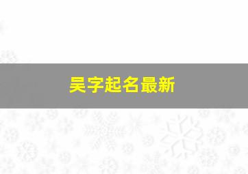 吴字起名最新