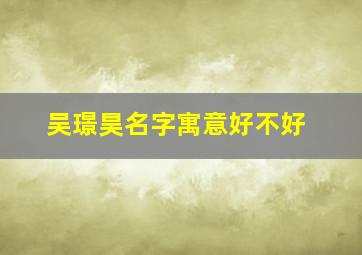 吴璟昊名字寓意好不好