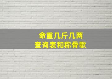 命重几斤几两查询表和称骨歌