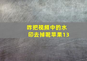 咋把视频中的水印去掉呢苹果13