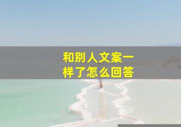 和别人文案一样了怎么回答