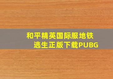 和平精英国际服地铁逃生正版下载PUBG